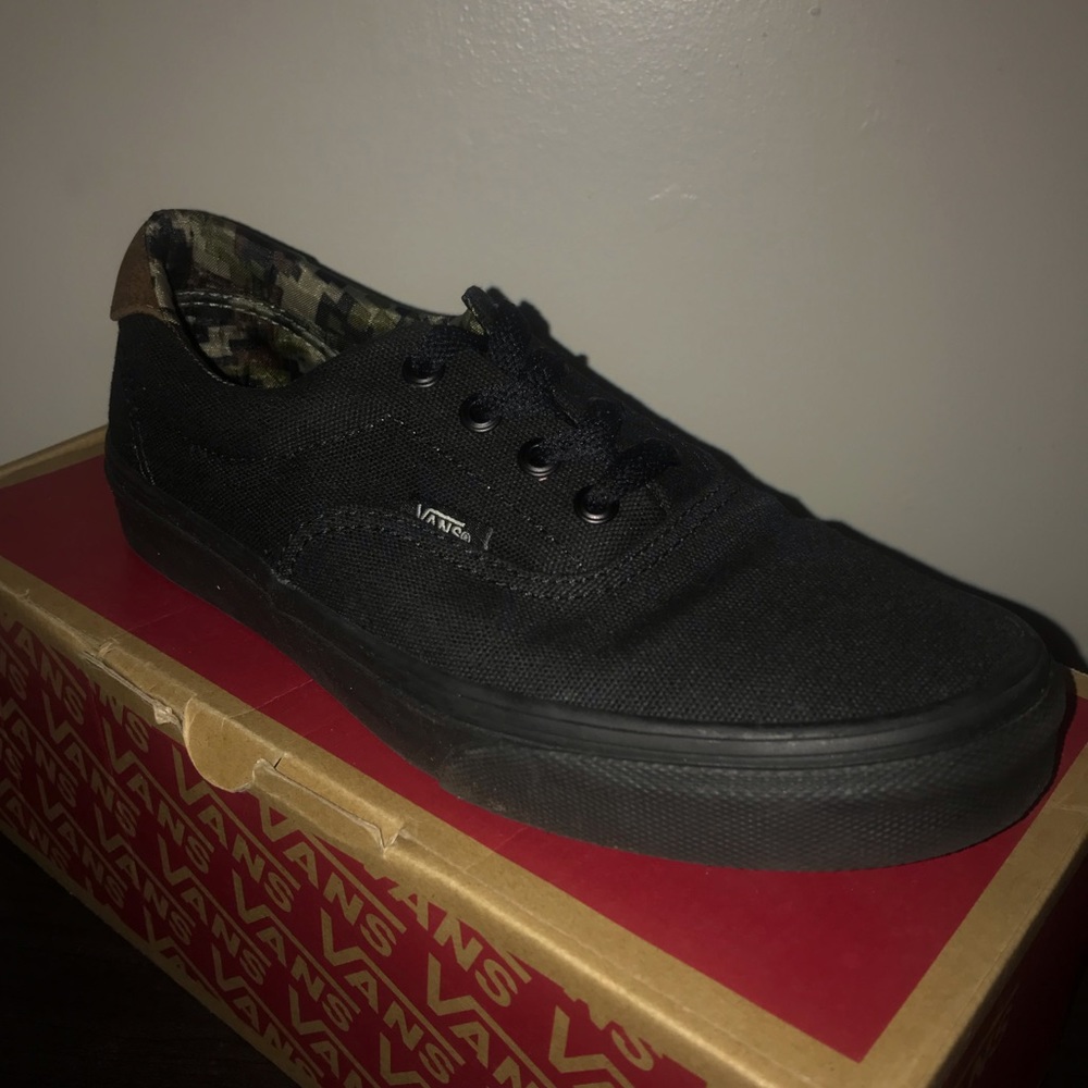 Black Vans with a leather touch